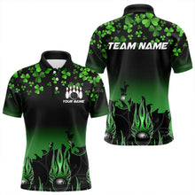 Load image into Gallery viewer, Green shamrock Flame bowling shirts for men Custom St Patrick Day black team league bowling jerseys NQS9390