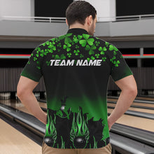 Load image into Gallery viewer, Green shamrock Flame bowling shirts for men Custom St Patrick Day black team league bowling jerseys NQS9390