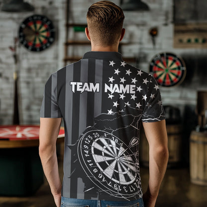 Personalized Black American flag Lightning thunder Custom Dart Team Shirts For Mens Darts Jersey NQS9539