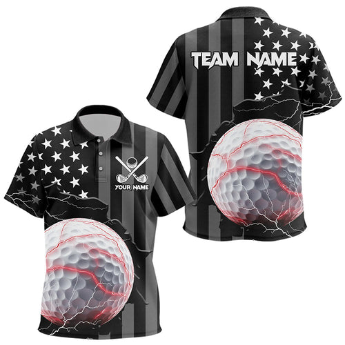 Personalized Black American flag Lightning thunder Custom Golf Polo Team Shirts For Kid Golf apparel NQS9540
