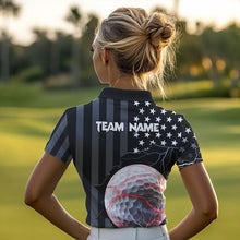 Load image into Gallery viewer, Personalized Black American flag Lightning thunder Custom Golf Polo Team Shirts For Women Golf apparel NQS9540