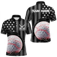 Load image into Gallery viewer, Personalized Black American flag Lightning thunder Custom Golf polo Team Shirts For Men golf apparel NQS9540