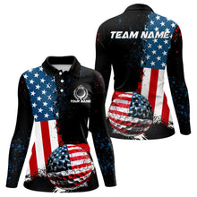 Load image into Gallery viewer, Black American Flag Women Golf Polo Shirts Custom Golf attire for ladies, patriotic golf gifts NQS9696