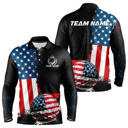 Black American Flag Mens Golf Polo Shirts Custom Golf attire for men, patriotic golf gifts NQS9696