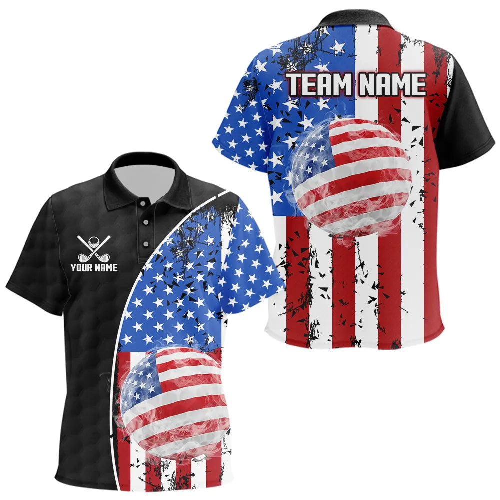 Personalized Black Camo Kids golf polo shirts Custom American Flag patriotic golf shirt outfit NQS9698