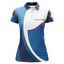 Load image into Gallery viewer, Womens golf polo shirts custom team golf attire for women, personalized golf gifts | Blue NQS7833