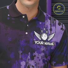 Load image into Gallery viewer, Purple Camo Bowling Polo, Quarter Zip Shirts For Men Custom Bowling Team Jerseys, Gift For Bowlers NQS10455