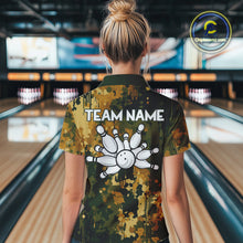 Load image into Gallery viewer, Yellow Camo Bowling Polo, Quarter Zip Shirts For Women Custom Bowling Team Jerseys, Gift For Bowlers NQS10456