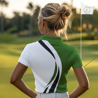 Green and White Women golf polo shirt Custom golf attire for ladies, gifts for golf lovers NQS10664