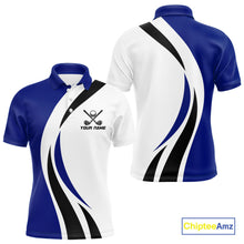 Load image into Gallery viewer, Blue and White Men golf polo shirt Custom golf attire for men, gifts for golf lovers NQS10665