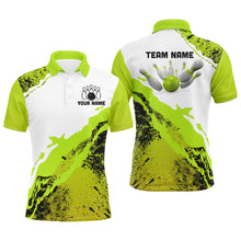 Load image into Gallery viewer, Green grunge Mens Bowling shirts Custom Bowling ball and pins Team league Jerseys, gifts for bowlers NQS8945
