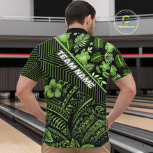 Load image into Gallery viewer, Black and Green tribal pattern Bowling Polo, 1/4 zip Shirts For Men Custom Team Bowling Jerseys NQS11469