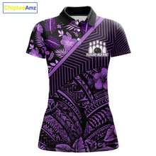 Load image into Gallery viewer, Black and Purple tribal pattern Bowling Polo, 1/4 zip Shirts For Women Custom Team Bowling Jerseys NQS11470