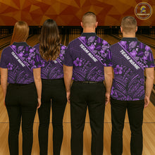 Load image into Gallery viewer, Black and Purple tribal pattern Bowling Polo, 1/4 zip Shirts For Women Custom Team Bowling Jerseys NQS11470