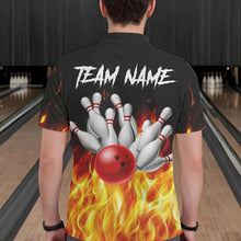 Load image into Gallery viewer, Flame Eagle Mens Bowling Polo, Quarter Zip Shirt Custom team Mens bowling outfit gifts for bowlers NQS9708