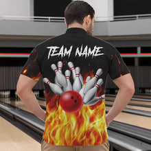 Load image into Gallery viewer, Flame Eagle Mens Bowling Polo, Quarter Zip Shirt Custom team Mens bowling outfit gifts for bowlers NQS9708
