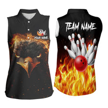 Load image into Gallery viewer, Flame Eagle Bowling Sleeveless Polo Shirt Custom team ladies bowling outfit gifts for bowlers NQS9708