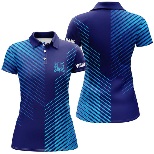 Blue stripes pattern Womens golf polo shirts custom golf shirts for women, ladies golf top NQS7842