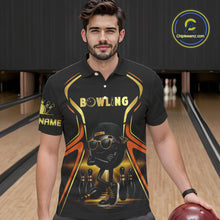 Load image into Gallery viewer, Black and Gold Funny bowling ball and pins Bowling shirts for Men Custom cool bowling team jerseys NQS10273