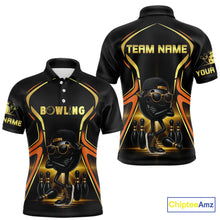 Load image into Gallery viewer, Black and Gold Funny bowling ball and pins Bowling shirts for Men Custom cool bowling team jerseys NQS10273