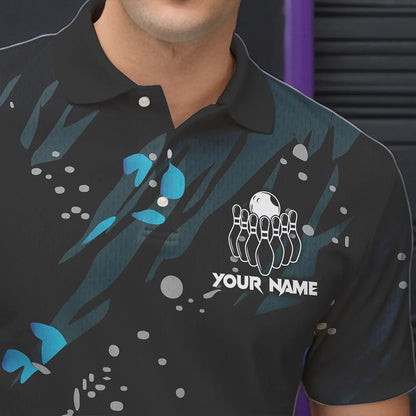 Personalized Blue Camo Bowling Team Shirts For Men Custom Bowling Team jerseys, Gifts For Bowler NQS9718