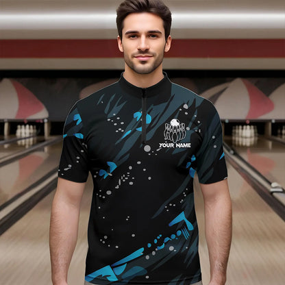 Personalized Blue Camo Bowling Team Shirts For Men Custom Bowling Team jerseys, Gifts For Bowler NQS9718