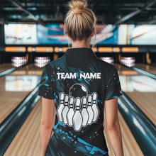 Load image into Gallery viewer, Personalized Blue Camo Bowling Team Shirts For Women Custom Bowling Team jerseys, Gifts For Bowler NQS9718