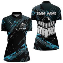 Load image into Gallery viewer, Personalized Blue Camo Bowling Team Shirts For Women Custom Bowling Team jerseys, Gifts For Bowler NQS9718