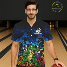 Load image into Gallery viewer, Colorful Funny Alligator Bowling Hawaiian Shirts Custom Bowling Team Jersey, Gift For Bowlers NQS11755