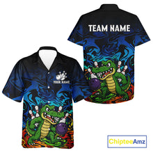 Load image into Gallery viewer, Colorful Funny Alligator Bowling Hawaiian Shirts Custom Bowling Team Jersey, Gift For Bowlers NQS11755