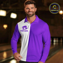 Load image into Gallery viewer, Purple and white Retro Bowling shirts For Men Custom team bowling jerseys gift for Bowlers NQS10145
