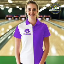 Load image into Gallery viewer, Purple and white Retro Bowling shirts For Women Custom team bowling jerseys gift for Bowlers NQS10145