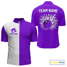 Load image into Gallery viewer, Purple and white Retro Bowling shirts For Men Custom team bowling jerseys gift for Bowlers NQS10145