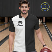 Load image into Gallery viewer, Black and white Retro Bowling shirts For Men Custom team bowling jerseys gift for Bowlers NQS10146