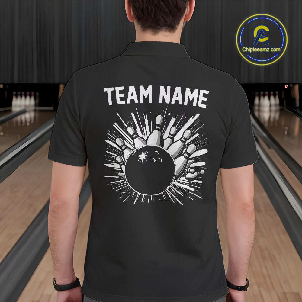 Black and white Retro Bowling shirts For Men Custom team bowling jerseys gift for Bowlers NQS10146