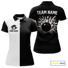 Load image into Gallery viewer, Black and white Retro Bowling shirts For Women Custom team bowling jerseys gift for Bowlers NQS10146