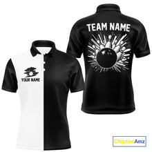 Load image into Gallery viewer, Black and white Retro Bowling shirts For Men Custom team bowling jerseys gift for Bowlers NQS10146