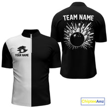 Load image into Gallery viewer, Black and white Retro Bowling shirts For Men Custom team bowling jerseys gift for Bowlers NQS10146