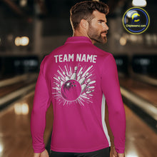 Load image into Gallery viewer, Pink and white Retro Bowling shirts For Men Custom team bowling jerseys gift for Bowlers NQS10147