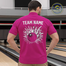 Load image into Gallery viewer, Pink and white Retro Bowling shirts For Men Custom team bowling jerseys gift for Bowlers NQS10147