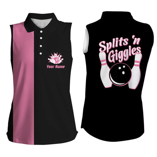 Custom sleeveless bowling shirt for women – personalized team jersey front view