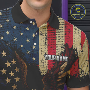 Vintage American Flag Eagle Bowling Shirt For Mens Custom Patriotic Retro Team bowling jerseys NQS10475