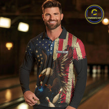 Load image into Gallery viewer, Vintage American Flag Eagle Bowling Shirt For Mens Custom Patriotic Retro Team bowling jerseys NQS10475