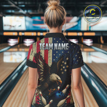 Load image into Gallery viewer, Vintage American Flag Eagle Bowling Shirt For Women Custom Patriotic Retro Team bowling jerseys NQS10475