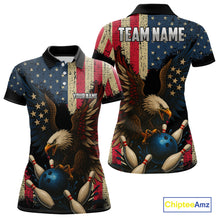 Load image into Gallery viewer, Vintage American Flag Eagle Bowling Shirt For Women Custom Patriotic Retro Team bowling jerseys NQS10475