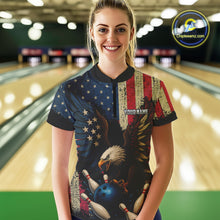 Load image into Gallery viewer, Vintage American Flag Eagle Bowling Shirt For Women Custom Patriotic Retro Team bowling jerseys NQS10475