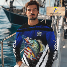 Load image into Gallery viewer, Crappie fishing American Flag Custom patriotic long sleeve team Crappie fishing shirts | Blue NQS10685