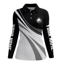 Load image into Gallery viewer, Black and white Women Golf Polo Shirts Custom ladies black golf polo golfer gifts NQS9207