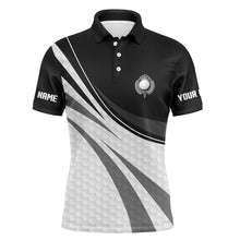 Load image into Gallery viewer, Black and white Mens Golf Polo Shirts Custom Mens black golf polo golfer gifts NQS9207
