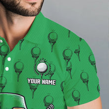 Load image into Gallery viewer, Personalized Black and Green Camo Skull Men golf polo shirts Custom St Patrick Day mens golf wear NQS9566